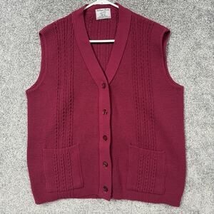Vintage 80s 90s College Point Sweater Vest Women L Pink Knit Preppy Cottagecore